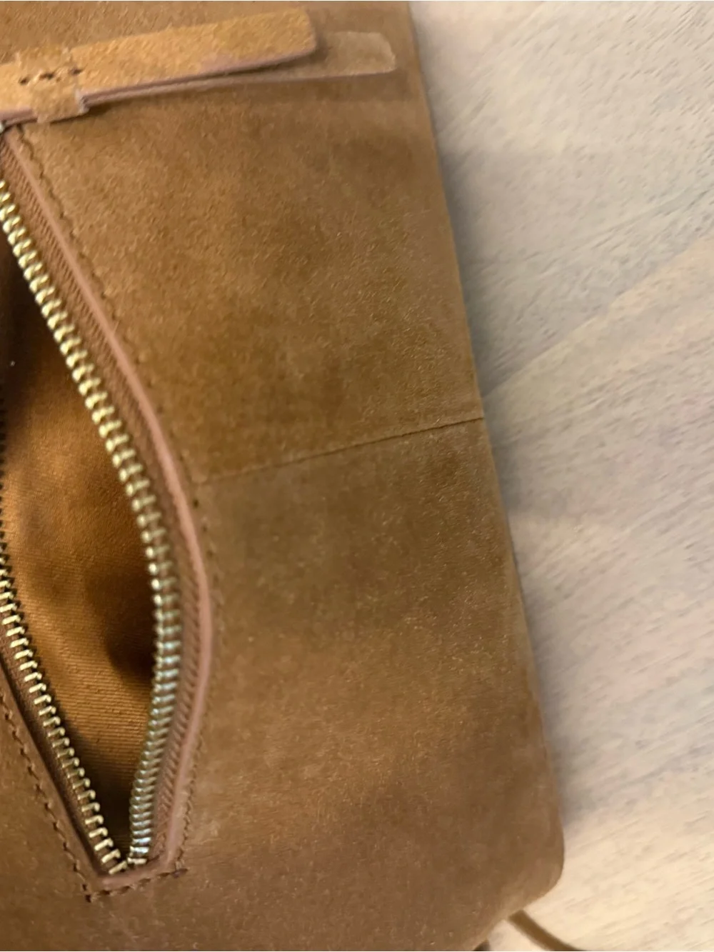 Leather Suede Fringe Hand Bag/Crossbody Bag in Camel, NWT